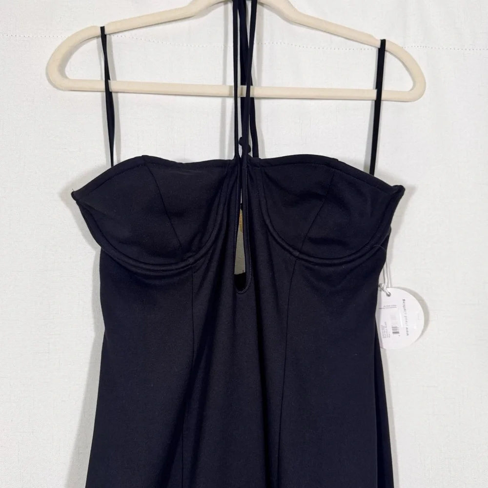 NWT Staud Bardot Black Halter Neck Keyhole Maxi Dress - Picture 4 of 9